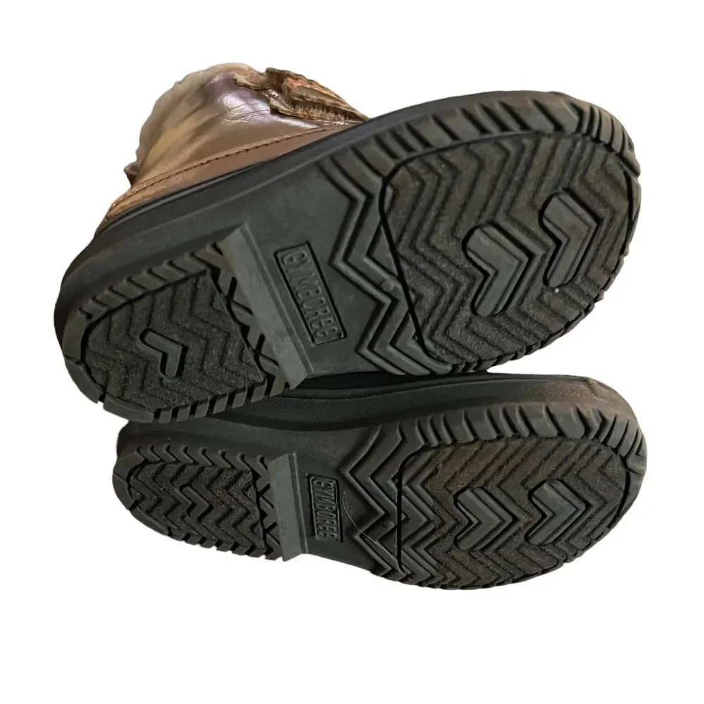 Gymboree youth snow boots in‎ grey rubber and rose gold little girls size 6